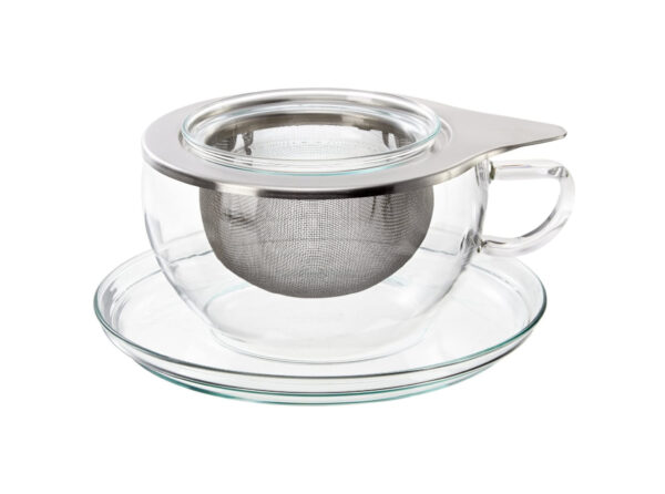 Glasteetasse mit Edelstahlsieb "Swantje"