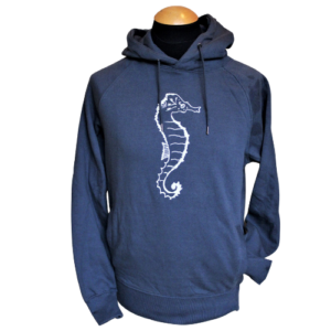 Hoodie (Unisex) "Seahorse" (denim blue)