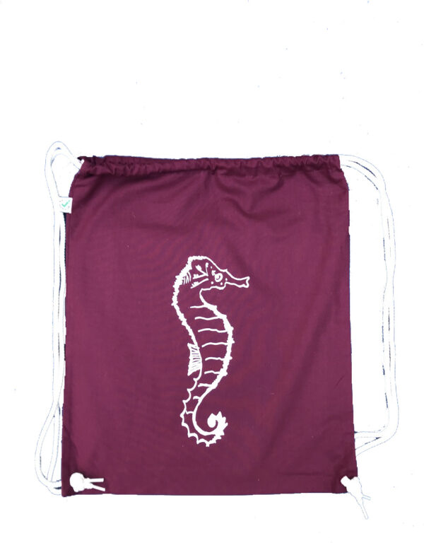 Drawstring Bag (Turnbeutel) "Seahorse" (burgundy)