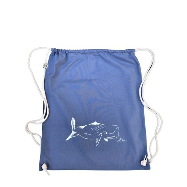Drawstring Bag (Turnbeutel) "Noah, the whale" (denim blue)