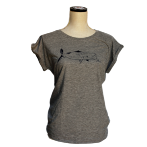 Women's Rolled Sleeve Tunic Shirt "Noah, the whale" (melange grey)