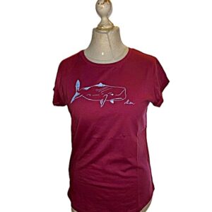 Women’s Rolled Sleeve T-Shirt „Noah, the whale" (berry)