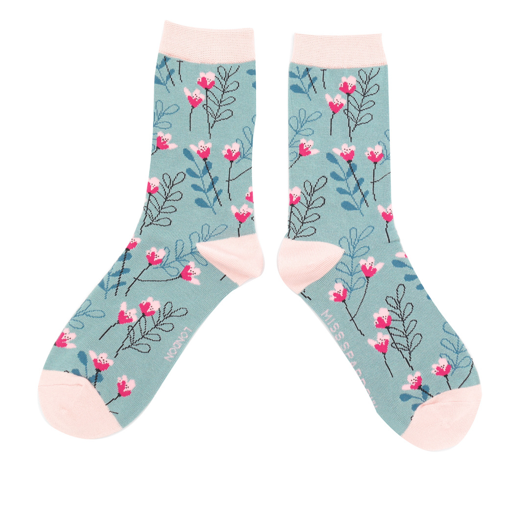 Miss Sparrow Socken Bamboo Wild Floral (petrol)