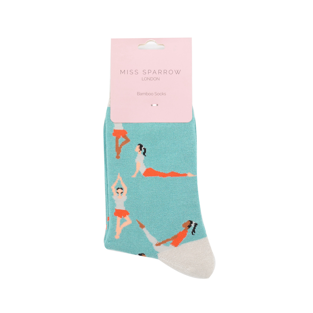 Miss Sparrow Socken Bamboo Yoga Poses (petrol)