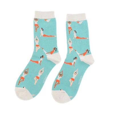 Miss Sparrow Socken Bamboo Yoga Poses (petrol)